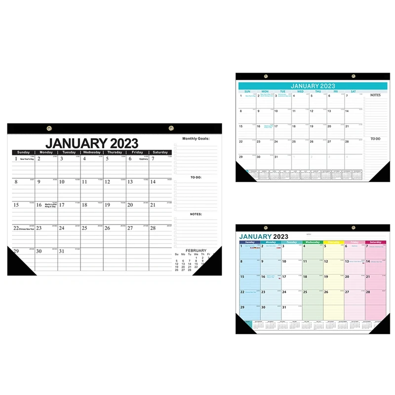 

2023-2024 Desk Calendar - Large Desk/Wall Calendar, Thick Paper With Corner Protectors, Large Ruled Blocks