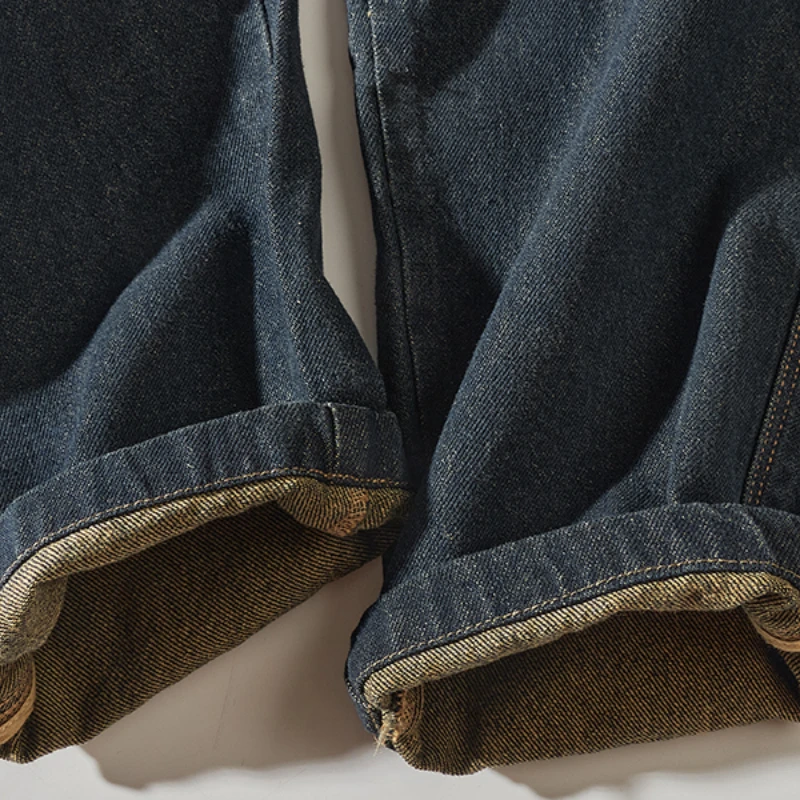 Retro work jeans in autumn men's loose multi-bag straight trousers