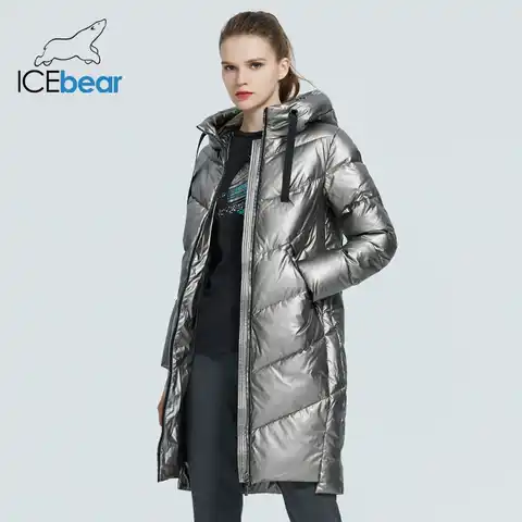 ICEbear 2022 новая зимняя женская куртка с капюшоном модное повседневное тонкое длинное теплое хлопковое пальто брендовые женские парки GWD20302D