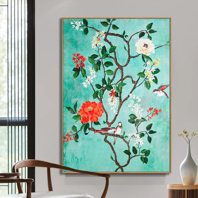 

Rose Bird 100% Hand Painted Oil Painting Wall Art For Home Living Room Handmade Restaurant Entrance Sofa Art Office