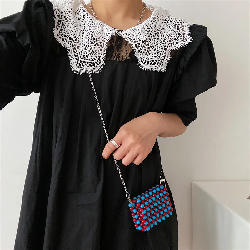 New Mini Pearl Bag Handmade Vintage EVA Beaded Fashion Banquet Party Shoulder Bag Female Wedding Bags Luxury Women's Coin Purse