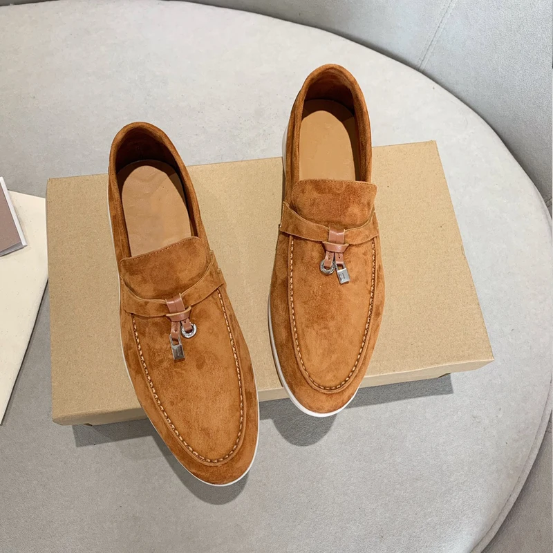 LORO Leather Loafers Shoes for Women 2023 Men Shoes Flats Designer Brand Summer Fashion Luxury Casual New In Replic Shoes