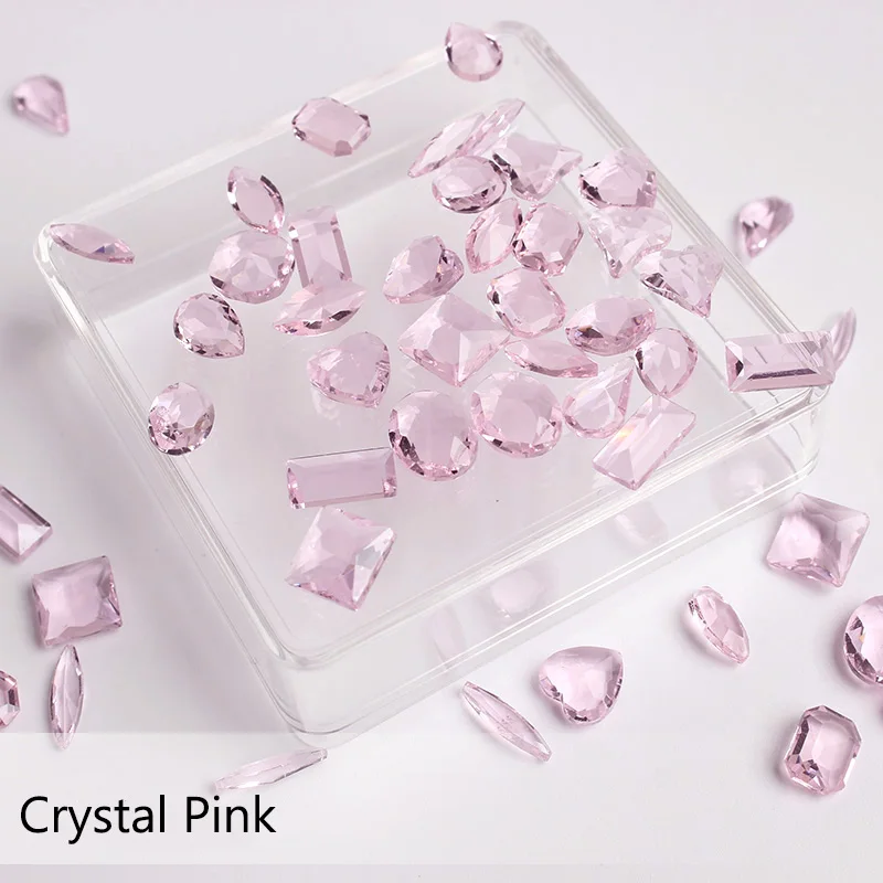 Diamantes de imitación de cristal serie rosa de 10-30 piezas, piedras preciosas 3D para manicura DIY