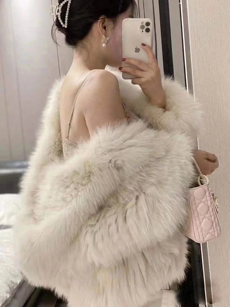 Fox Fur Young Environmental Protection Fashion Fried Street Hooded Faux Fur Coat Women's Winter Coat enlarge