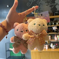 cartoon bear doll cute plush key chain car accessories couple bag pendant small kawaii backpack keychains for girls lanyard