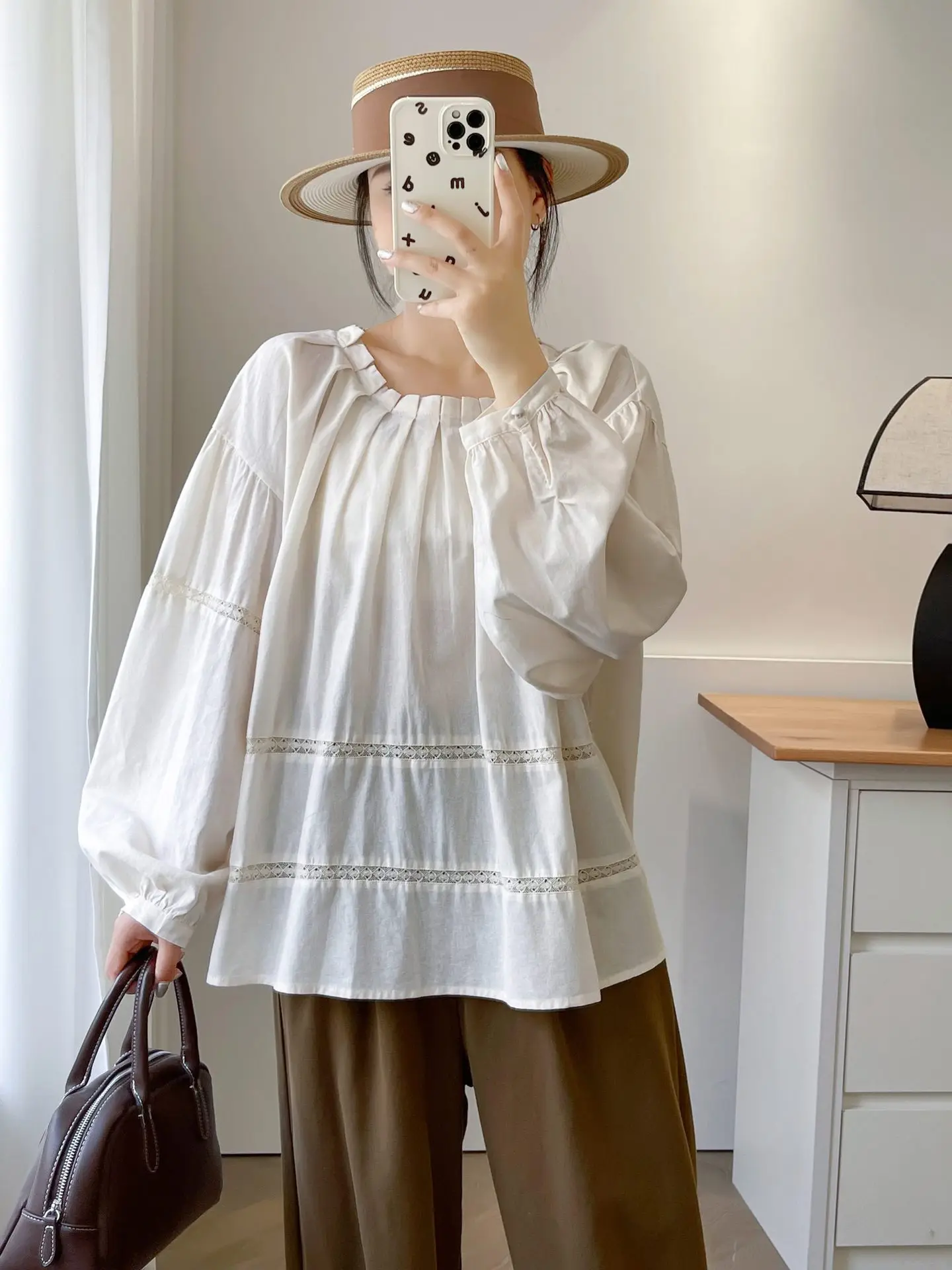 Молодежная Женская одежда в японском стиле мори свободные белые ажурные