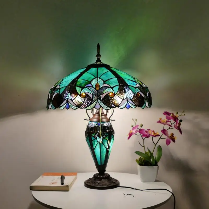 

Американская пасторальная прикроватная лампа Тиффани для спальни, декоративная настольная лампа, европейская, средиземноморская, теплая гостиная, настольная лампа для учебы