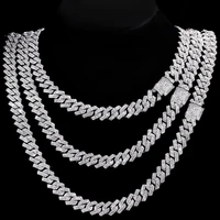 men women hip hop iced out bling prong cuban chain necklace 14mm paved rhinestone link chain choker necklace fashion jewelry