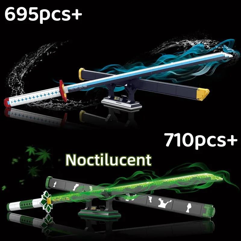 

Samurai Sword Katana Building Blocks Roronoa Zoroapanese Light Knife Bricks Model Military Weapon Puzzle Assembly Toy Kids Gifts