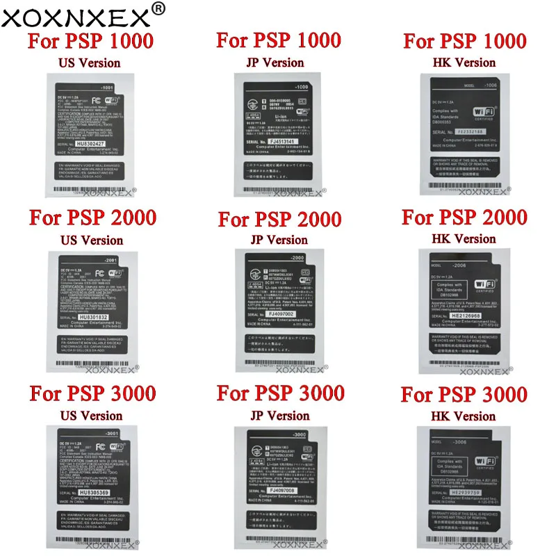 

XOXNXEX 1pcs For PSP 1000 2000 3000 JP US HK Version Shell Battery Warehouse Label Warranty Label Bar Code Sticker