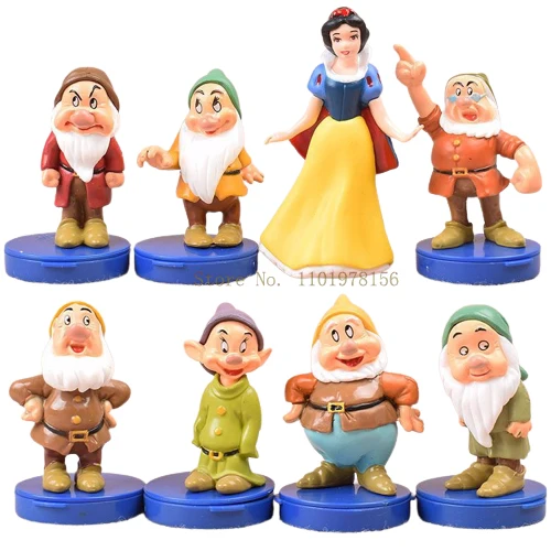 

Disney, Белоснежка, семь гномов, 6 см, 8 шт./комплект, мини-кукла, экшн-фигурка, детская игрушка