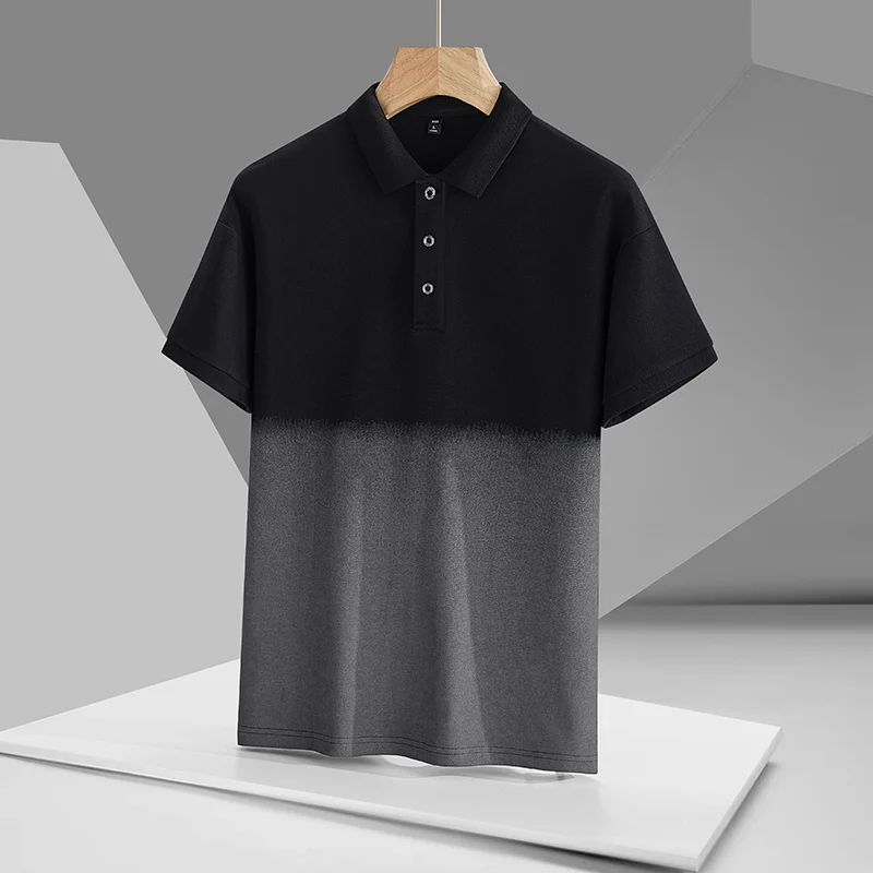 

Casual 2023 Summer Short Sleeve Solid Patchwork Polo Shirt Brand Fashion Clothes For Men Oversize 4XL 5XL