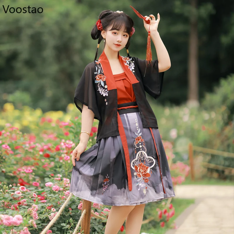 Женские Элегантные платья ханьфу в китайском стиле с цветочной вышивкой