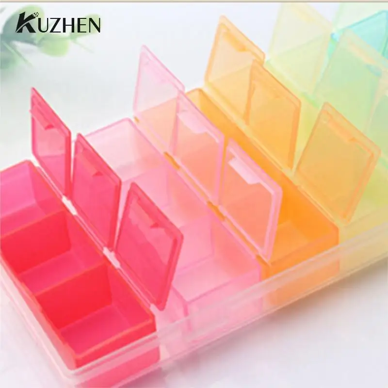 Multicolor Container 7 Day Rainbow Pill Medicine Kit Tablet Pillbox Dispenser Organizer Case With 10/ 21 Compartments Pill Box