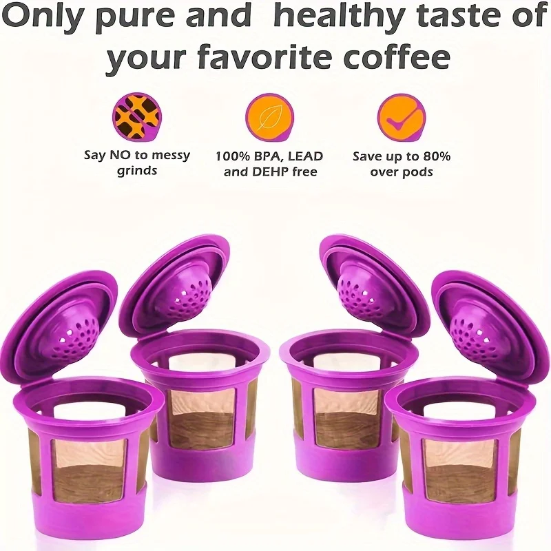 Набор Из 6 Предметов Многоразовые K-cups Фиолетовые Универсальные Для Кофемашин Keurig