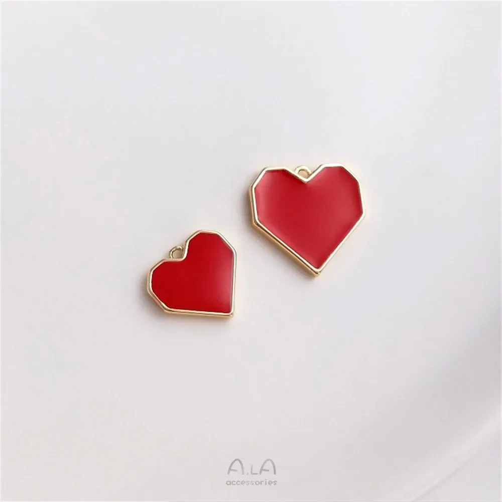 14 К Золотой Цвет Картина Масло Большой Красный Геометрический Персиковое Сердце