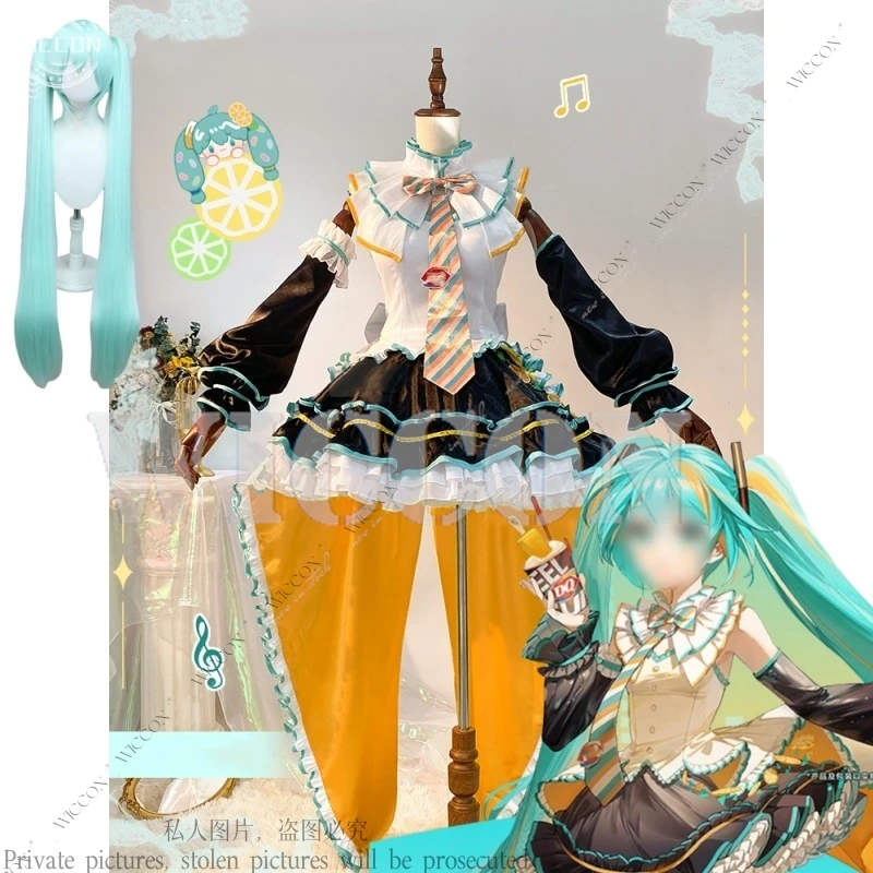 Мороженое Косплей Костюм Парик Суета PJSK mikuku Хэллоуин Вечеринка mikku Сценический