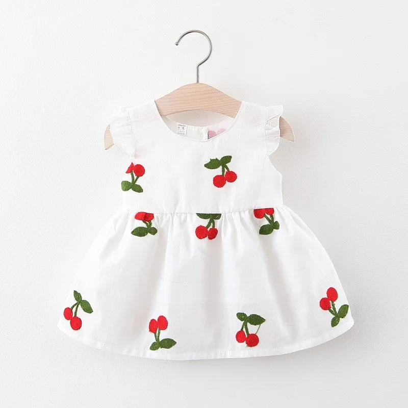

Baby Dress Lovely Summer Infant Baby Girl Clothes Cherry Strawberry Fruit Print Sleeveless Cotton Fashion Toddler Dresses 0-3Y