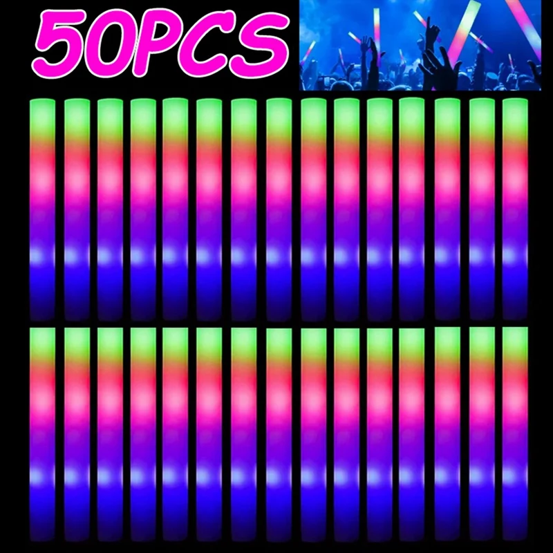 Светящиеся разноцветные RGB палочки из пены для рождества дня рождения свадьбы