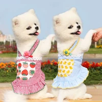pet puppy cat skirt spring and summer dog dress pink plaid pet clothes breathable two legged clothes pet dog sling xs xl