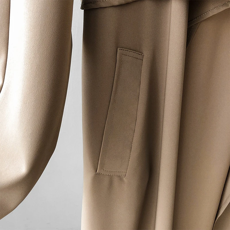 Женская Длинная ветровка с отложным воротником однотонная свободная офисная