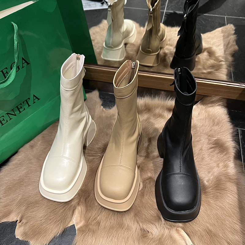 Princess Sweet Punk Shoes Leather Boots Muffins Thick Bottom Boots Casual and Fashion Shoes Big Head Shoes Women Shoes for Women