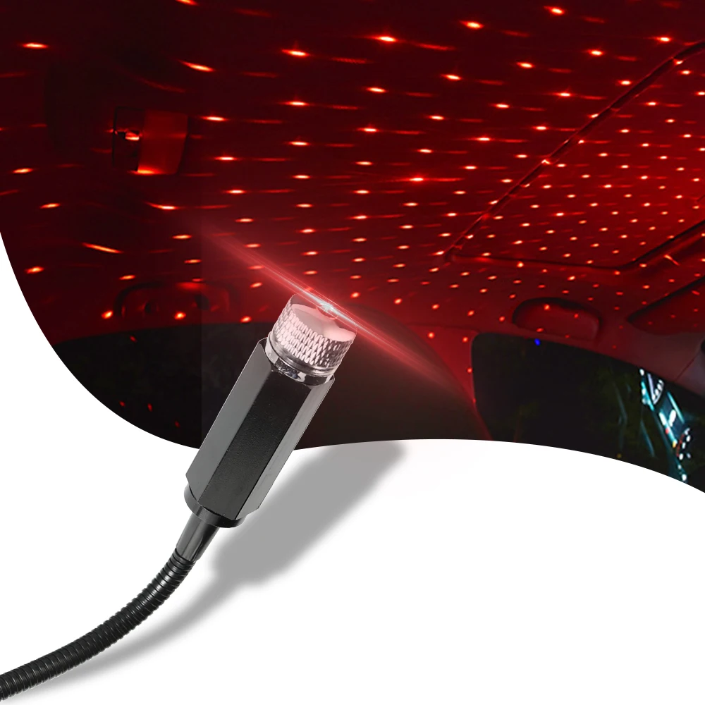 

1PCS Mini Red LED Car Roof Star Night Lights Projector Light Interior Ambient Lamp Night Sky Galaxy USB LED Decorative Lights