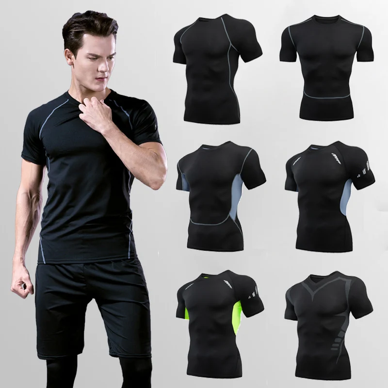 Anime Berserk Print Compression Shirts for Men Short Sleeve Gym Workout Fitness Undershirts Quick Dry Athletic T-Shirt Tees Tops