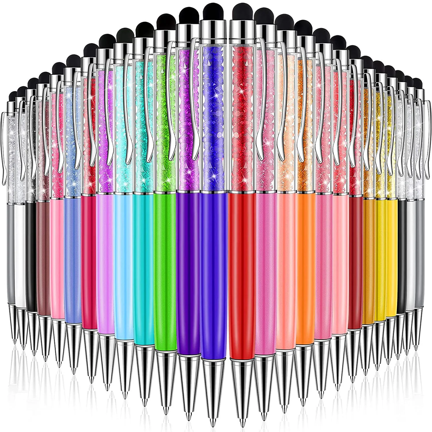 

26 Pieces Crystal Ballpoint Pen Crystal Stylus Pen Bling Ballpoint Pens Glitter Diamond Pen 2-in-1 Writing Pen for Touch Screens
