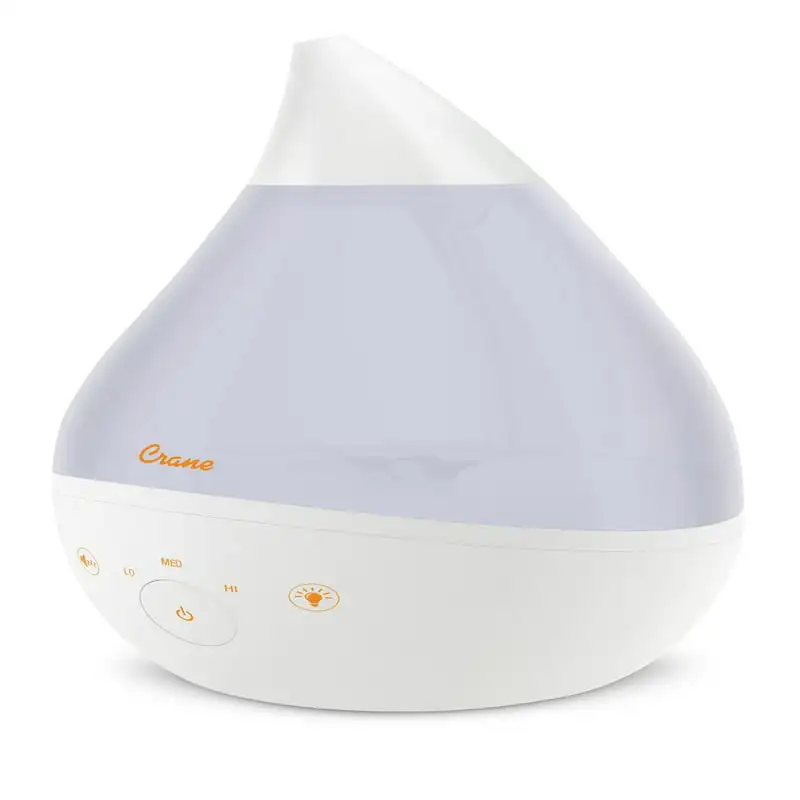 

Top Fill Drop 1 Gallon Ultrasonic Cool Mist Humidifier with Sound Machine and Optional Nightlight - White