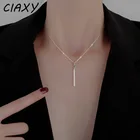 Ожерелье женское из серебра 925 пробы с квадратным Цирконом и цепочкой до ключицы