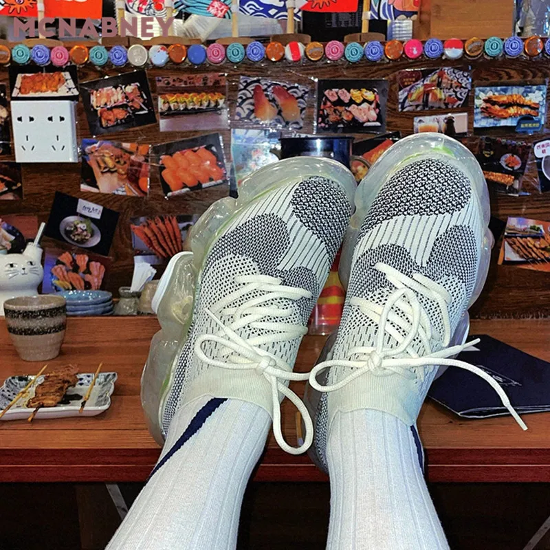 Heightening Thick Bottom Casual Sports Shoes Spring New Retro Lace Korean Version Niche Women's Singles Shoes Mesh Sports Shoes