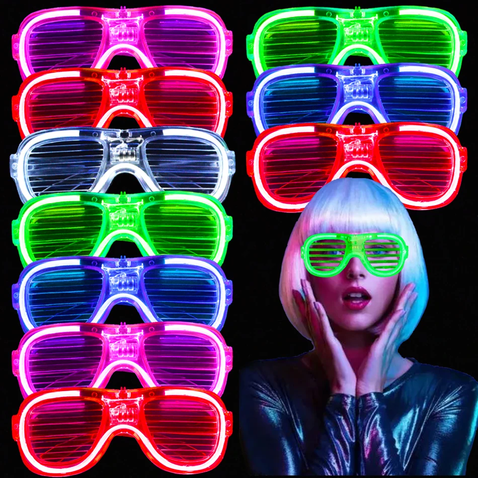 5/10/25 Pcs Light Up LED Glasses Bulk 5 Colors Glow Glasses Glow in The Dark Party Supplies Neon Party Favors for Kids Adults