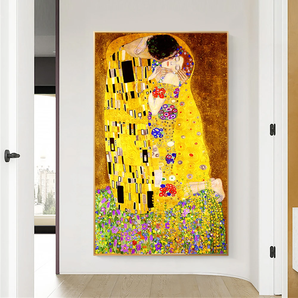 

Abstract Kiss Oil Painting on Canvas Print Classic Artist Gustav Klimt Art Poster Modern Art Wall Pictures For Home Living Room