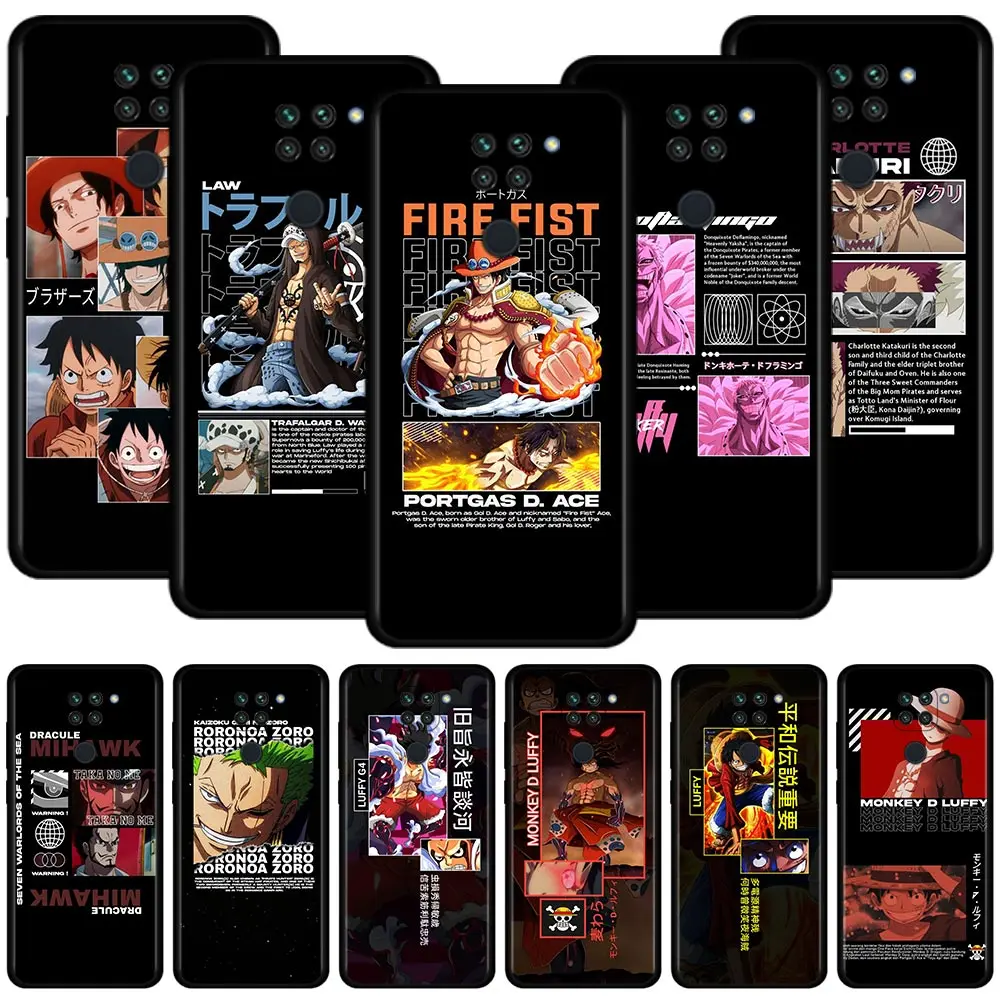 

Anime Black pattern One Piece Phone Case For Xiaomi Redmi Note 11 10 8 Pro 11T Cover 10pro max 9 9s 8t 8 7 k40 10 9 9c 8