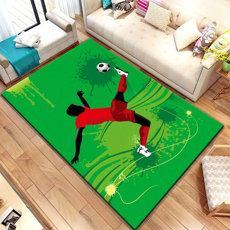 

3d Soccer Football Sports Silhouette Pattern Carpet for Living Room Rugs Camping Picnic Mat Anti-Slip Rug Crawl Mat Fans Gift