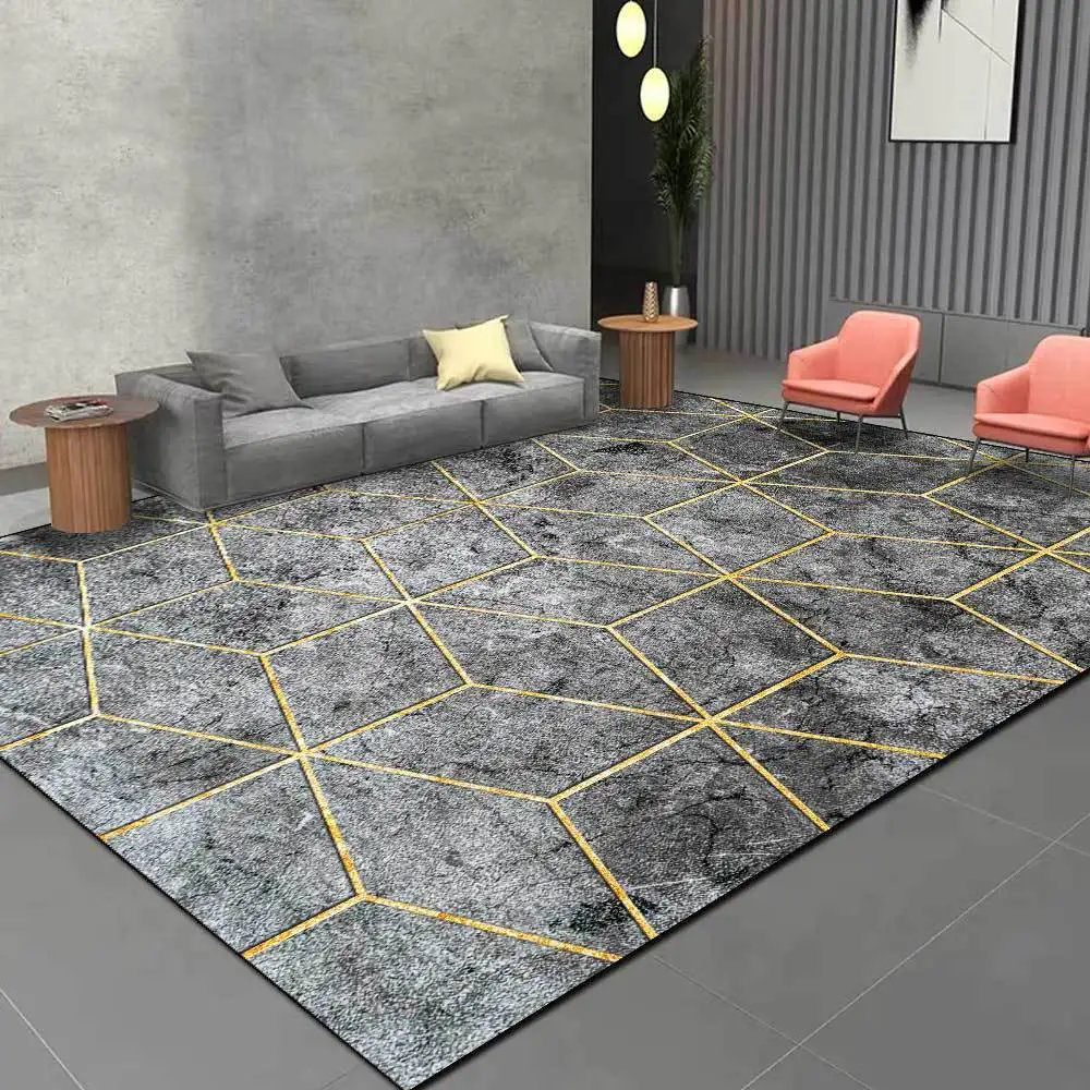 

Light Luxury Style Carpet Black Gray Marble Pattern Living Room Sofa Table Area Rugs Bedroom Kitchen Bathroom Non-Slip Floor Mat