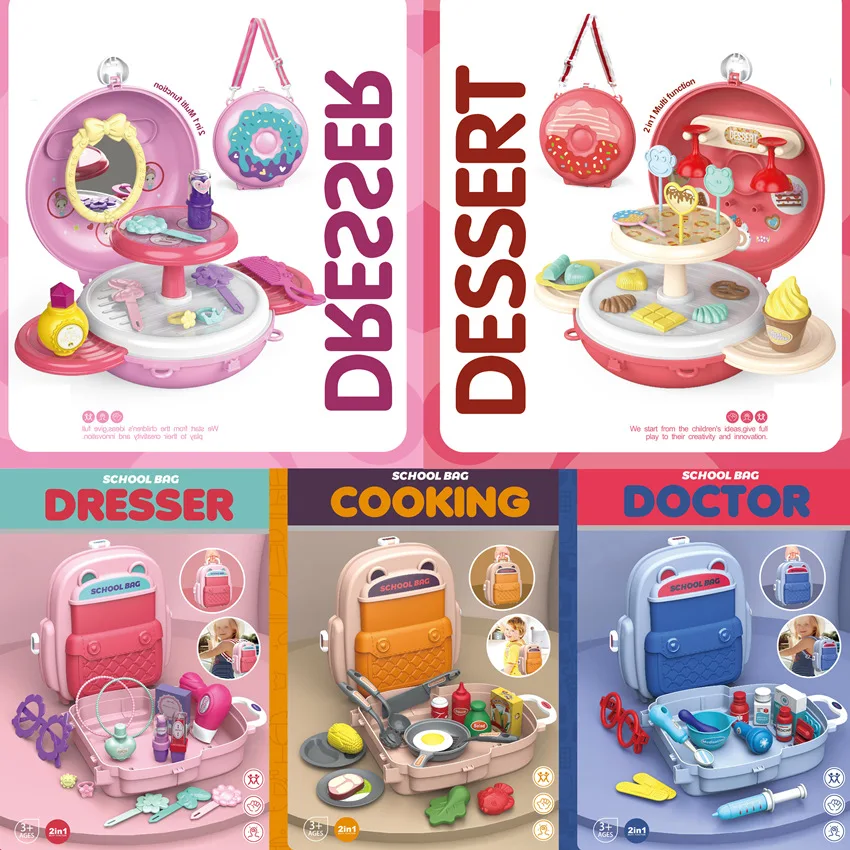 

Детский игровой домик, игрушки, рюкзак-Кроссбоди в форме пончика, Детская сумка для столовой, кухни, туалетный столик