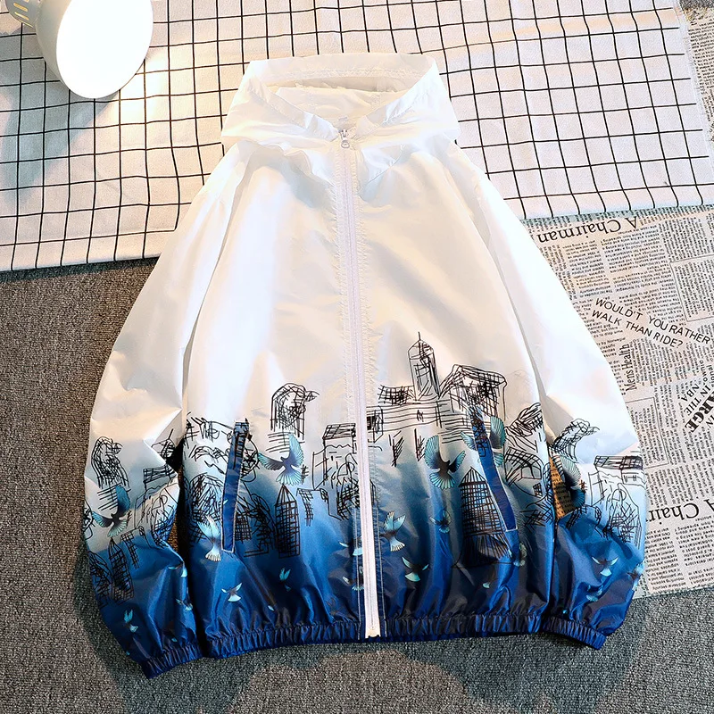 

Outdoor Sun Protection Clothing Men's Spring Summer Breathable Fashion All-match Sports Stitching Skin Windbreaker Thin Coat