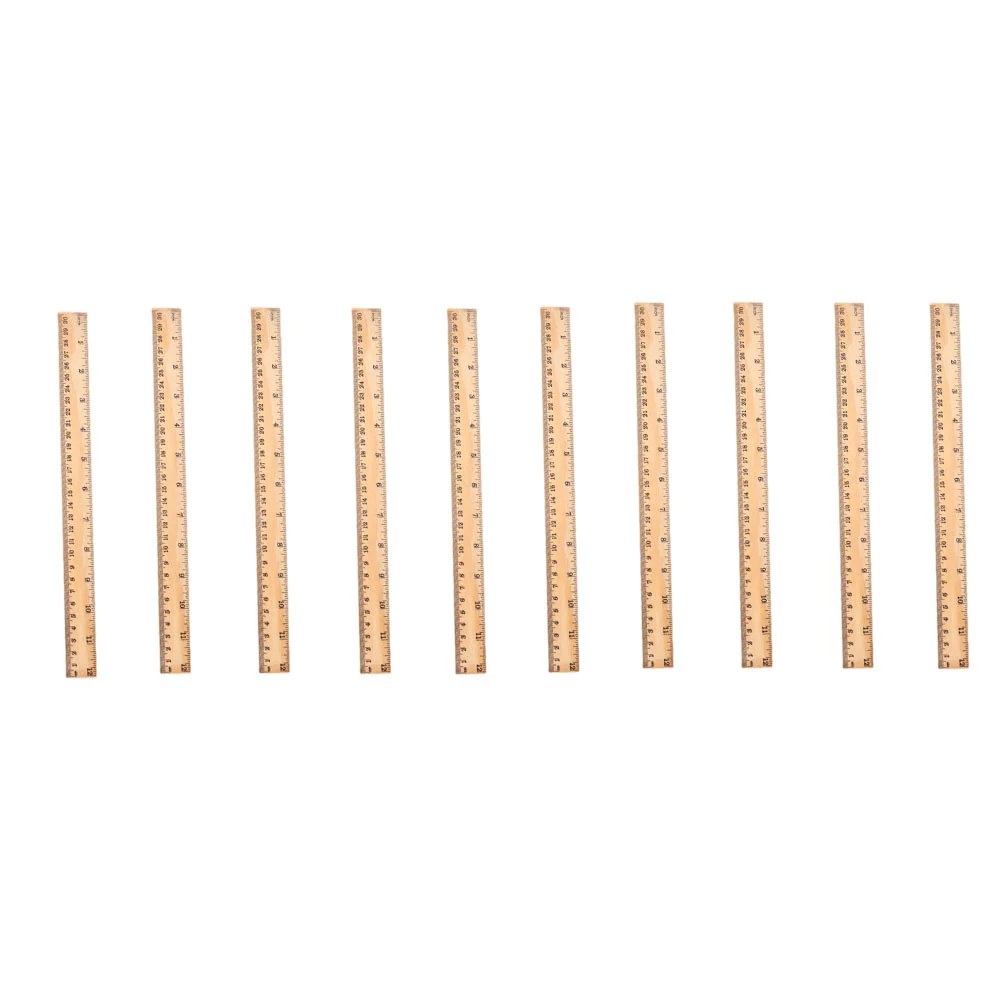 

10Pcs Wood Straight Rulers Double Scale Rulers Wood Measuring Rulers Wooden Rulers