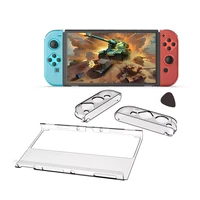 for nintendo switch oled console crystal clear shell 3 in 1 leftright handle host pc hard transparent protective case cover
