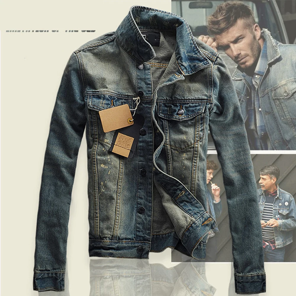 Men Solid Color Jeans Jacket Slim Denim Coat Fashion Military Jacket Blue Black Jeans Coats For Men Summer Autumn