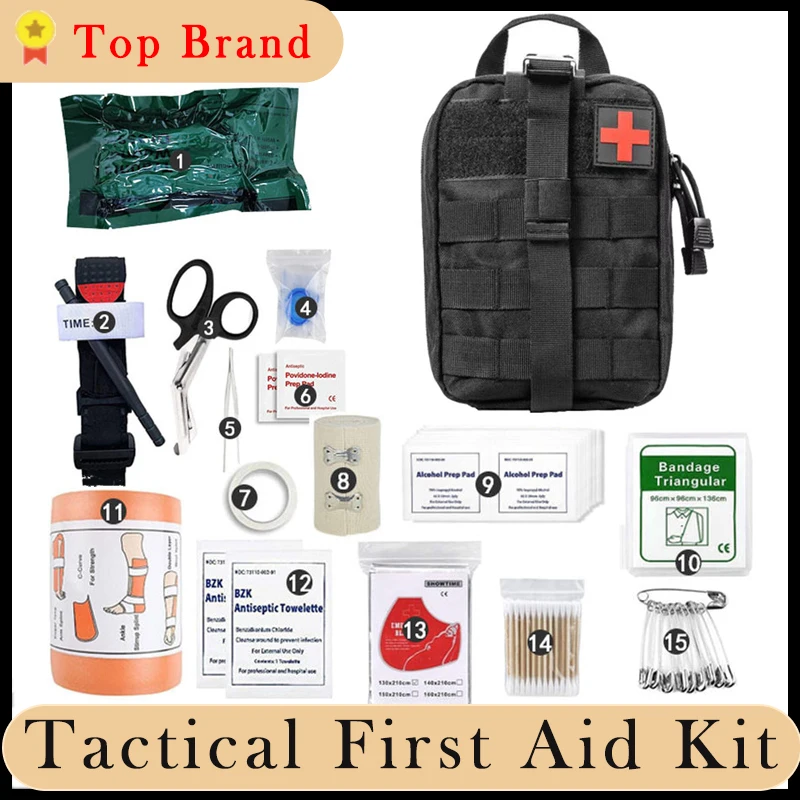 

Survival Tactical First Aid Kit IFAK Pouch Trauma Kit Israeli Bandage Medical Tourniquet Molle Gear Emergency For Rhino Rescue