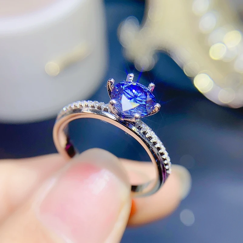 

Новое кольцо с муассанитом 10 цветов, искусственное серебро, красивый цвет, сверкающее, 1 карат D VS1