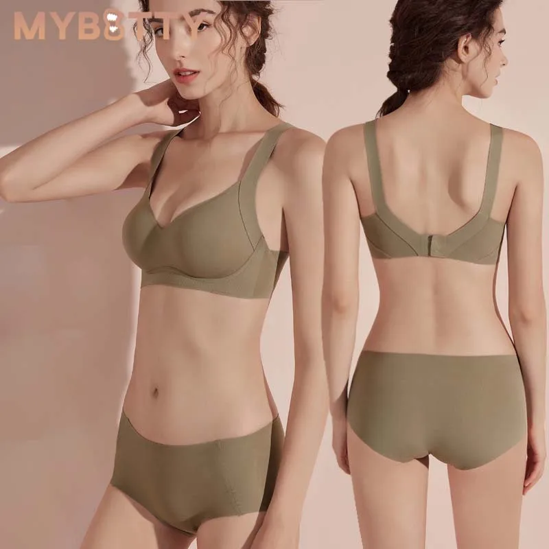 

MYBOTTY Latex Seamless Bra Women Push Up Underwear Cooling Gathers Shock-proof Pad Female Intimate Fashion Comfortable Bralette