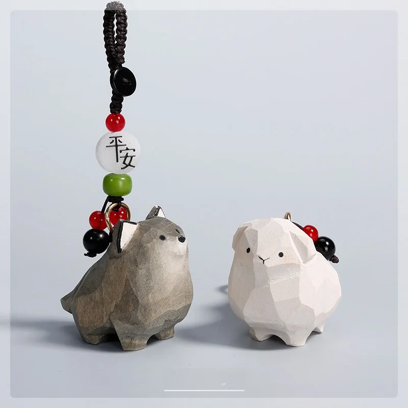 Милый брелок ручной работы с резьбой по дереву в виде ягненка автомобильный