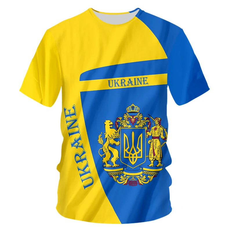 

3D Ukraine T Shirt Design Print Custom Men Ukraine Jersey Short Sleeve Big Size Summer Flag Logo T-shirt Dropshipping Wholesale