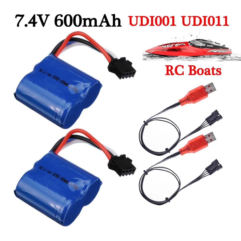 Литий-ионный Аккумулятор 7,4 в 600 мАч 18350 с фоторазъемом для пульта ДУ Udi002 Udi001, высокоскоростной Аккумулятор для лодки, запасные части