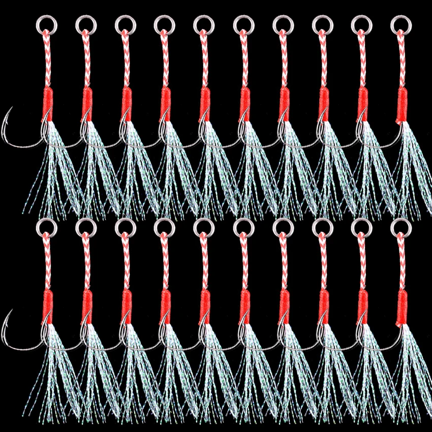 

20pcs Fishing Jig Head Fishing Hook Barbed Hooks Thread Feather Pesca High Carbon Steel Fishing Lure Slow Jigging
