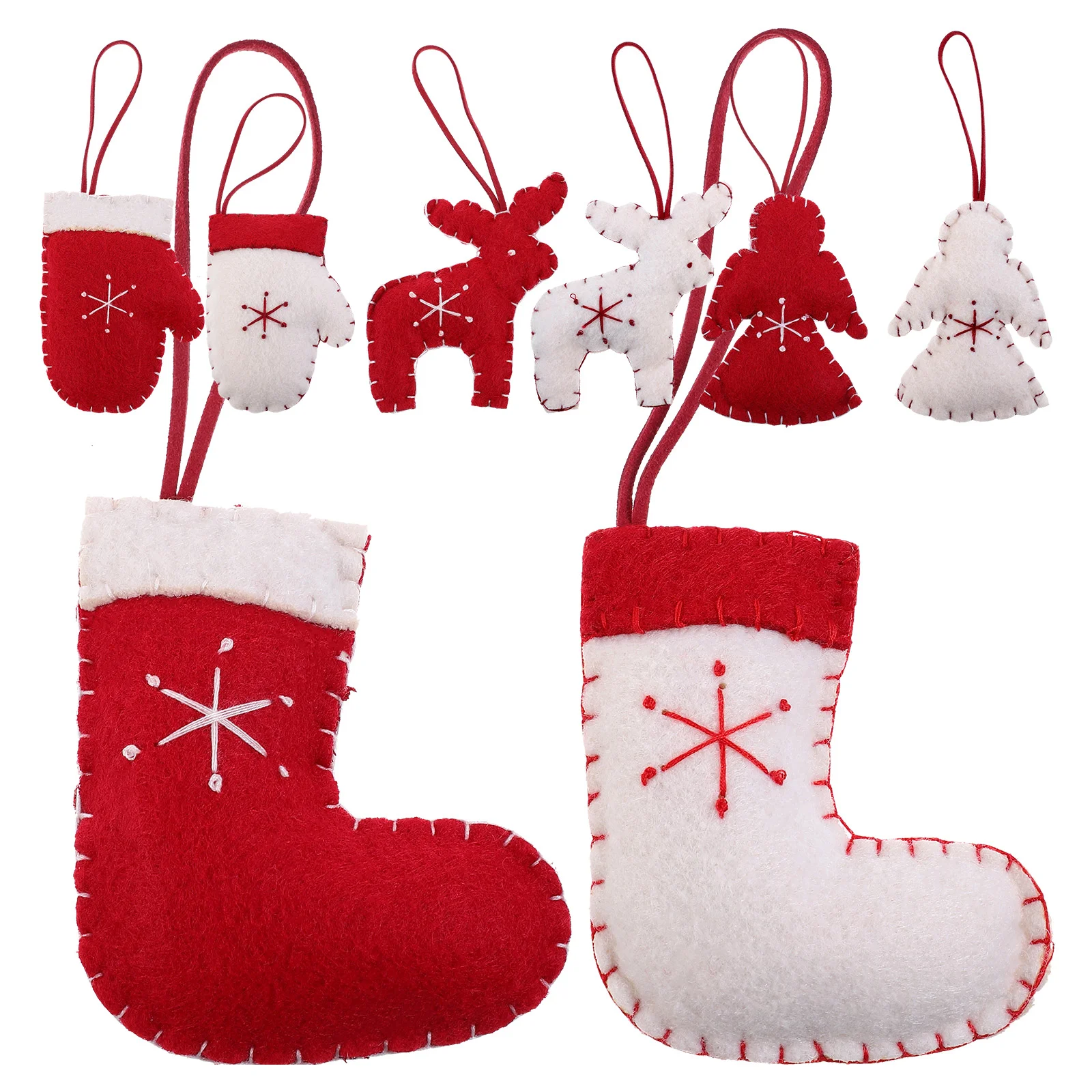 

8 Pcs Decor Cute Xmas Elk Stuffed Boot Bag Supplies Wool Felt Decorative Keychain Keys Accessory Adorable Hanging